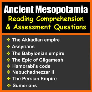 Ancient Mesopotamia Reading Comprehension Bundle With Assessment