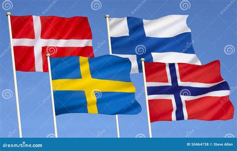 Denmark Finland Norway Sweden Flags Royalty-Free Cartoon ...