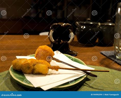 Kushikatsu Or Kushiage Is A Japanese Dish Of Deep Fried Skewered Meat