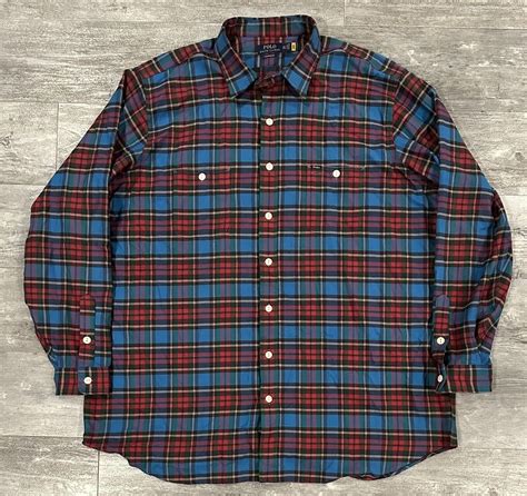 Ralph Lauren Mens Flannel Shirt Big And Tall Size 3xlt Gem