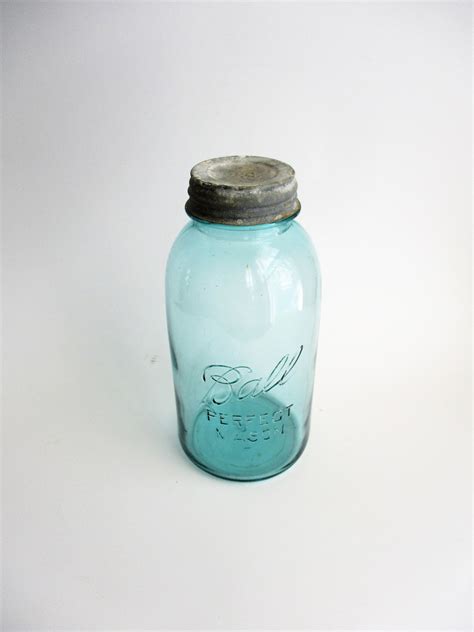 Vintage Ball Perfect Mason Jar Aqua 5 Zinc Lid Etsy