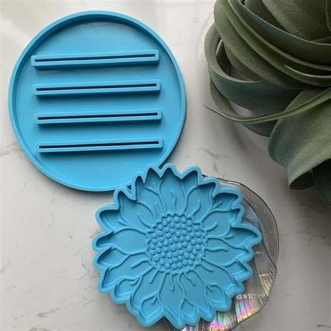 Sunflower Resin Mold Coaster Mold Keychain Silicone Mold Etsy