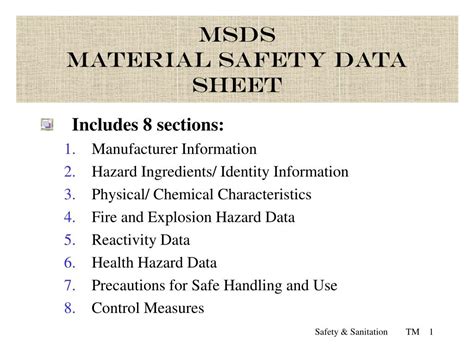 Material Safety Data Sheet Powerpoint Presentation Ppt Material