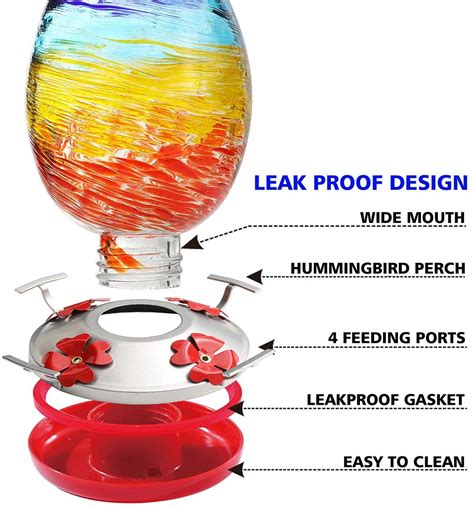 PrideOutlet > Rainbow > Rainbow Hand Blown Glass Hummingbird Feeder