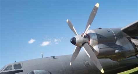 vintage soviet aircraft propeller   clear sky reveals  era