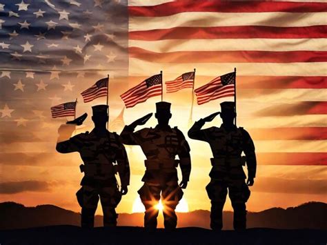 Premium Photo | Silhouettes of soldiers saluting the US flag