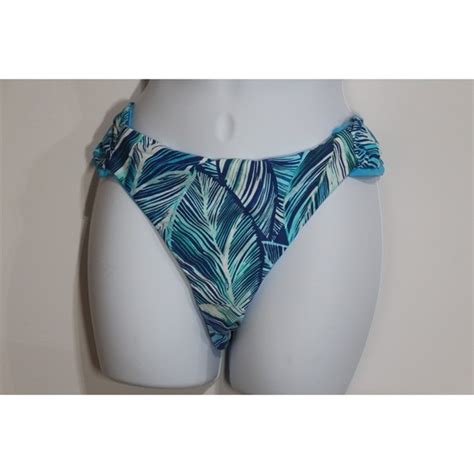 La Blanca Swim La Blanca Womens Sketched Leaves Reversible Shirred Swim Bikini Bottom Nwt