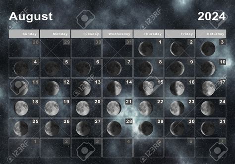 August 2024 Moon Calendar | Calendar 2024 | Printable Calendar 2024