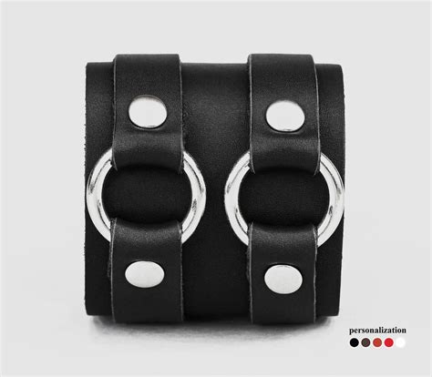 Wide Leather Wrist Cuff Bracelet Black Wide Leather Cuff Wristband For