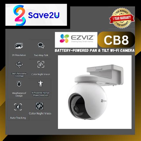 Ezviz CB8 2K 3MP Rechargeable Battery Powered Pan Tilt Wi Fi