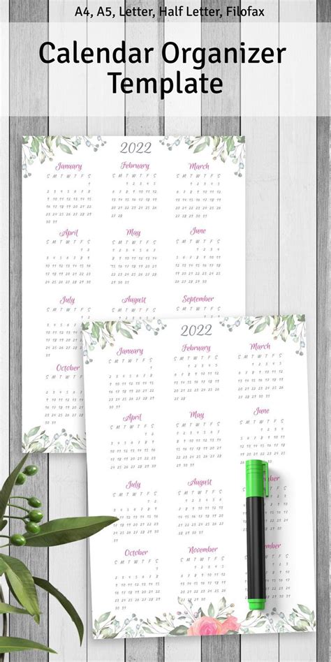 Calendar Organizer Template, Planner Design Layout, Planner Pages Ideas ...