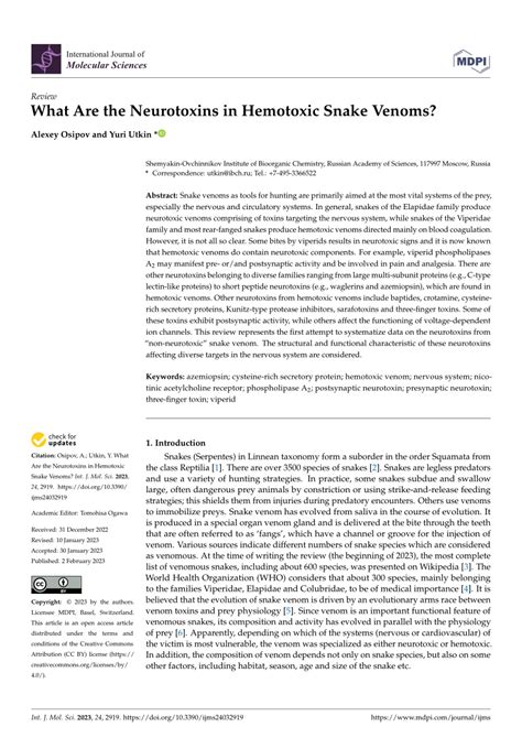 (PDF) What Are the Neurotoxins in Hemotoxic Snake Venoms?