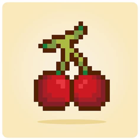 Pixel Bits Cerise Fruits Pour Les Actifs Du Jeu En Illustration