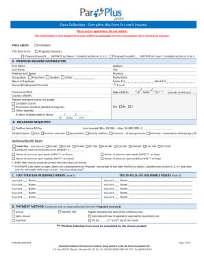 Fillable Online Infonet Assumption Data Collection Complete This Form