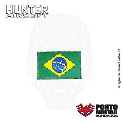 Patch Bandeira Brasil Colorida Emborrachado Ponto Militar Hunter