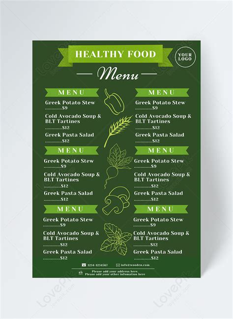 Green healthy food restaurant menu template image_picture free download 465486949_lovepik.com