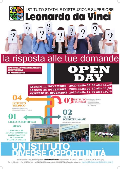 Open Day Istituto Statale D Istruzione Superiore Leonardo Da Vinci