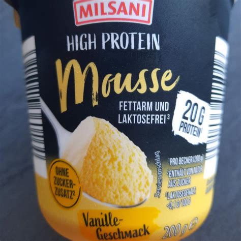 High Protein Mousse Vanille Milsani kalorie kJ i wartości odżywcze