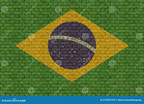 3d Bandeira Do Brasil Na Parede De Tijolos Ilustração Stock Ilustração De Wallpaper Estrutura