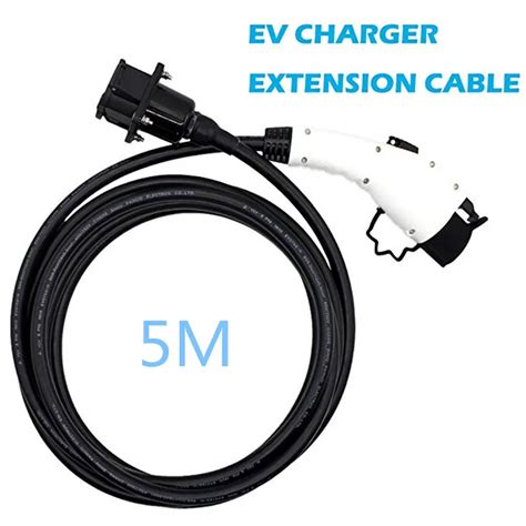 5M Type 1 SAE J1772 EV Car Charger with Charging Extension Cable Electric Vehicle Extension Cord ...