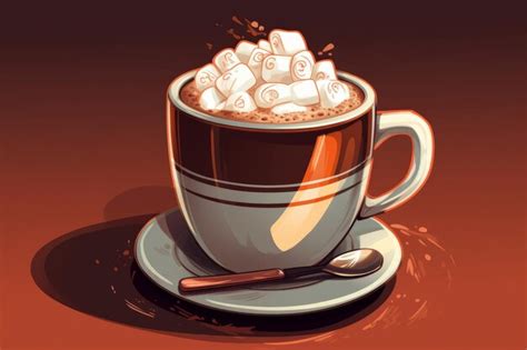 Premium Photo Hot Chocolate With Whipped Cream And Marshmallows AI Generated