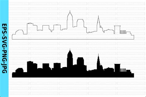 Cleveland City Skyline Silhouette Graphic by TGT Designs · Creative Fabrica