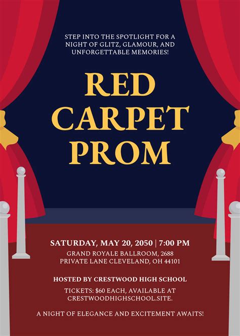 Red Carpet Formal Invitations Full Color Invitation And Ticket Set
