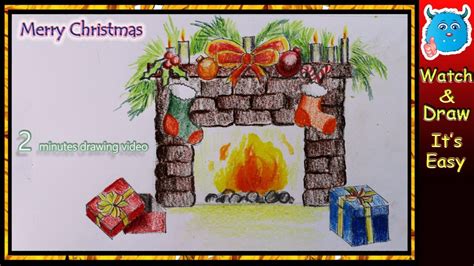 Christmas Fireplace Drawing at PaintingValley.com | Explore collection ...