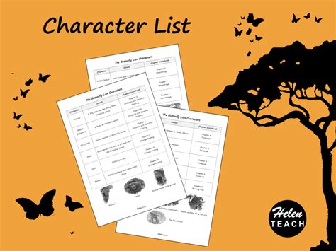 The Butterfly Lion: Character List | Teaching Resources