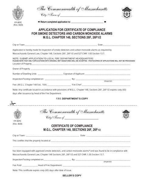 Form Fp 007c Download Printable Pdf Or Fill Online Application For Certificate Of Compliance For