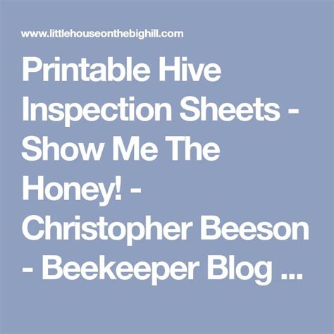 Free Printable Hive Inspection Sheets