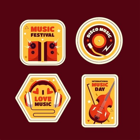 Premium Vector Hand Drawn Music Labels Collection With Instrument And