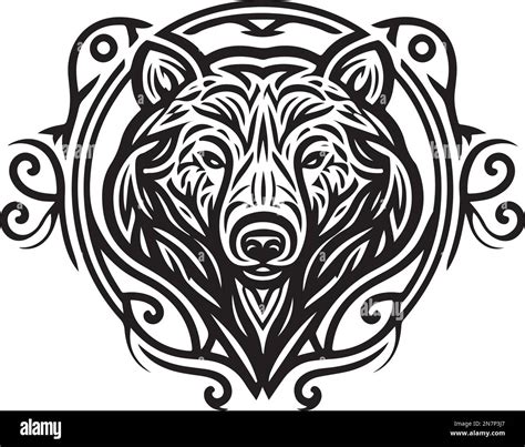 Vector Illustration Of Bear Head With Ornament Vector Illustration