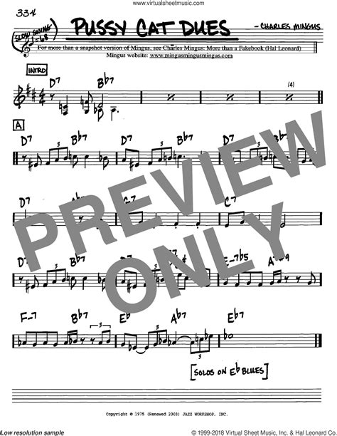 Pussy Cat Dues Sheet Music For Voice And Other Instruments In C