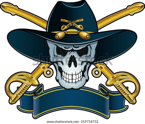 Cavalry Badge Skull Crossed Sables Stock Vector Royalty Free