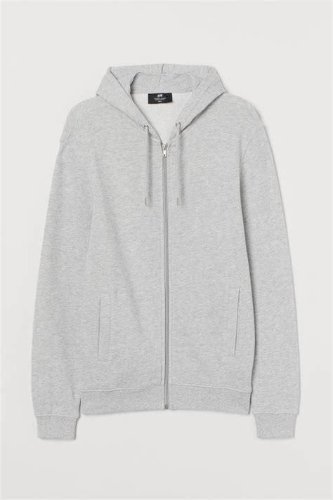 Regular Fit Zip Through Hoodie Grey Marl Men Handm Ie Jackets Grey Zip Up Hoodies Hooded