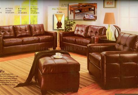 Brown Leather Modern Loveseat & Sofa Set w/Optional Items