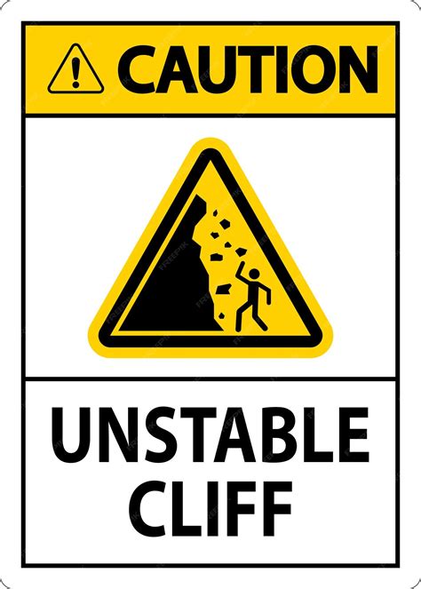 Premium Vector | Water Safety Sign Caution Unstable Cliff