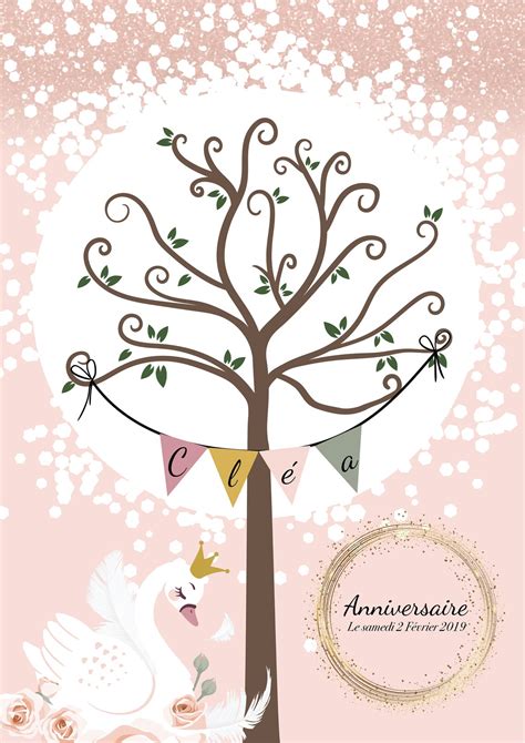 Arbre Empreintes Cygne Arbre Empreintes Pour Bapt Me Etsy France