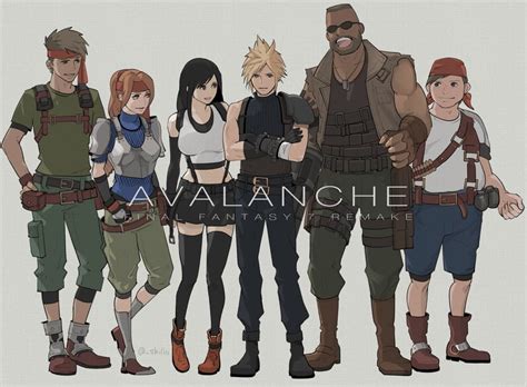 Tifa Lockhart Cloud Strife Barret Wallace Jessie Rasberry Biggs