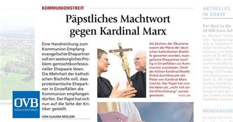 P Pstliches Machtwort Gegen Kardinal Marx Ovb Heimatzeitungen