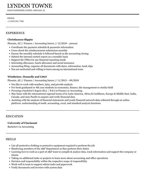 Finance Accounting Intern Resume Samples Velvet Jobs