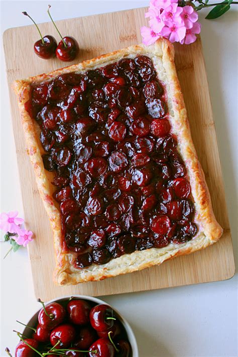 Easy Cherry Puff Pastry Tart Oh Sweet Day Blog