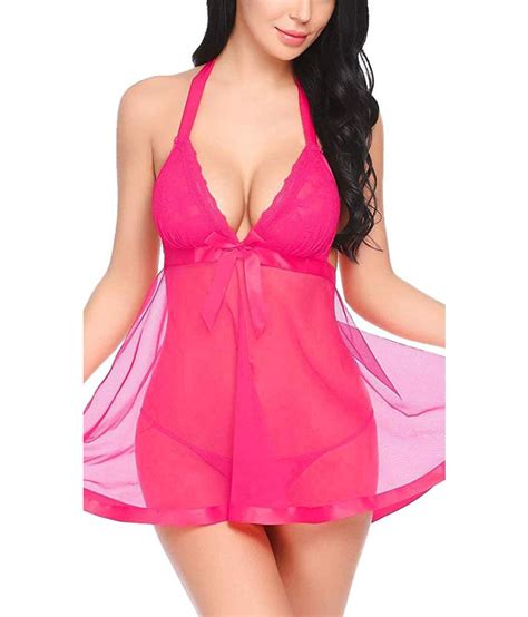 Kamuklife Hot Pink Gorgeous Baby Doll Lingerie Lace Sex Toy Kit For