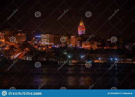 Beautiful Shot Of The Galata Tower At Night In Karakoy Istanbul