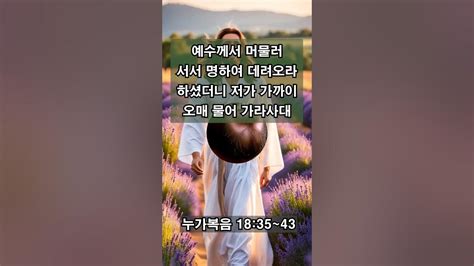 ️병을 고치시는 예수님 예수께서 저에게 이르시되 보아라 네 믿음이 너를 구원하였느니라 하시매 누가복음 18장 35~43절