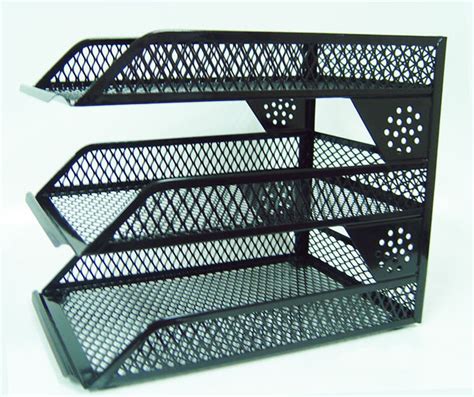 METAL TRIPLE DESK TRAY BLACK DURAMETAL Office Basics