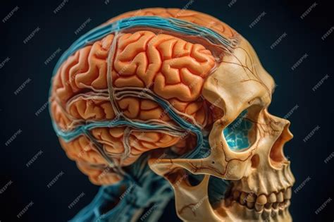 Premium Photo | A model of a human skull with the brain labeled as the ...