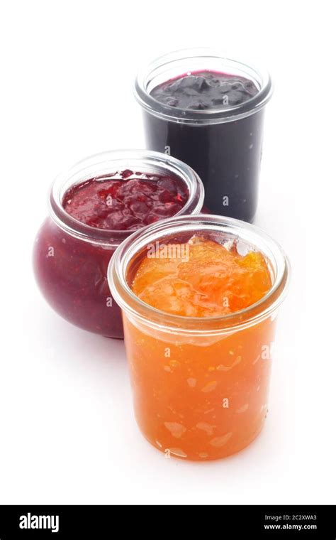 Variety Of Jam On White Background Hi Res Stock Photography And Images