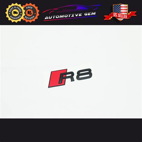 Audi R8 Emblem MATTE BLACK Rear Trunk Lid Letter Badge S Line Logo Nam ...